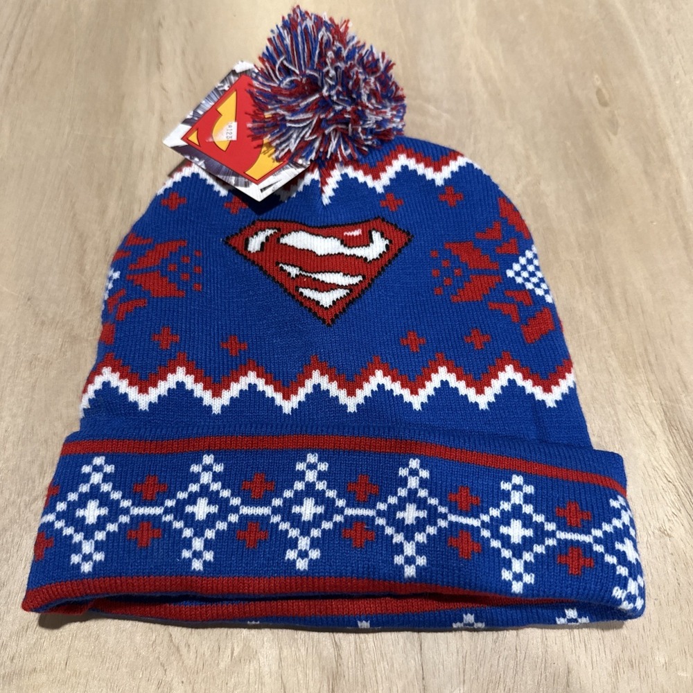 Superman fun pattern Winter Pom Pom Hat